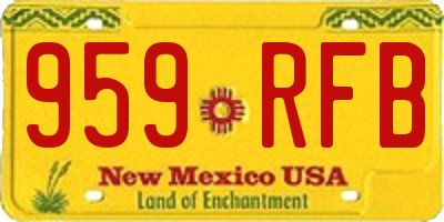 NM license plate 959RFB