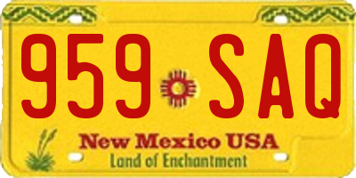 NM license plate 959SAQ