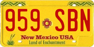 NM license plate 959SBN