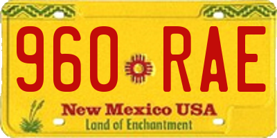 NM license plate 960RAE