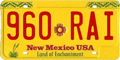 NM license plate 960RAI
