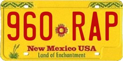 NM license plate 960RAP