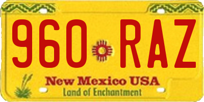 NM license plate 960RAZ