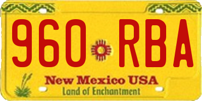 NM license plate 960RBA