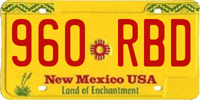 NM license plate 960RBD
