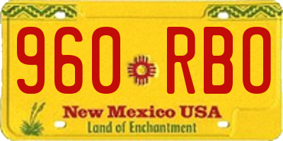 NM license plate 960RBO