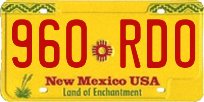 NM license plate 960RDO