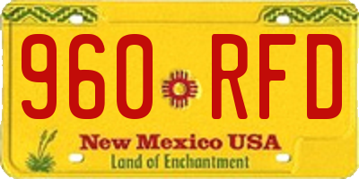NM license plate 960RFD