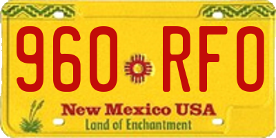 NM license plate 960RFO