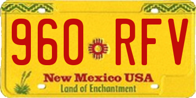 NM license plate 960RFV