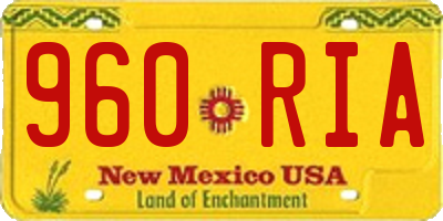 NM license plate 960RIA