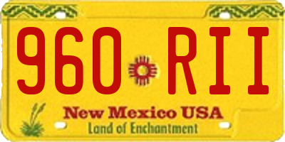 NM license plate 960RII