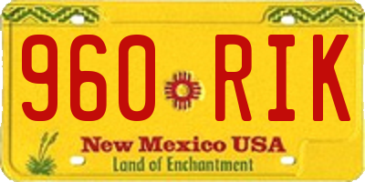 NM license plate 960RIK