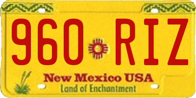 NM license plate 960RIZ