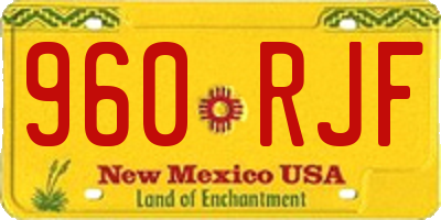 NM license plate 960RJF