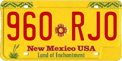 NM license plate 960RJO