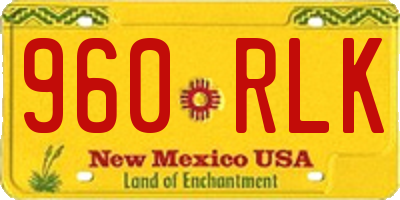 NM license plate 960RLK