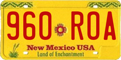 NM license plate 960ROA