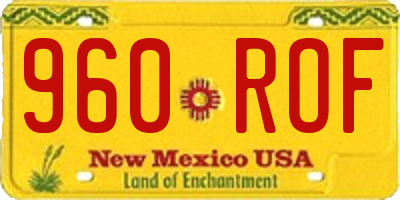 NM license plate 960ROF
