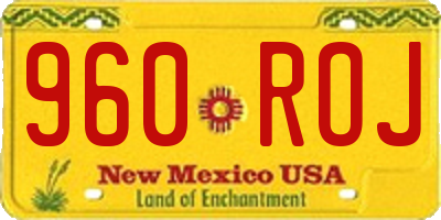NM license plate 960ROJ