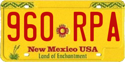 NM license plate 960RPA