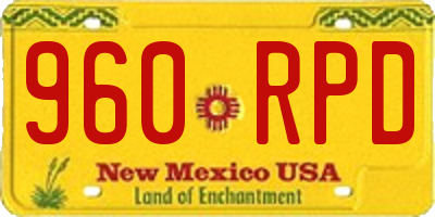 NM license plate 960RPD