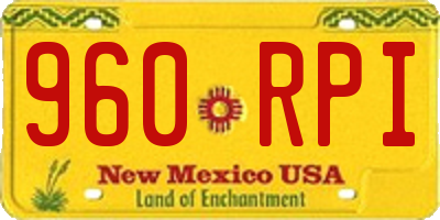 NM license plate 960RPI