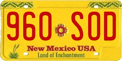 NM license plate 960SOD