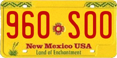 NM license plate 960SOO