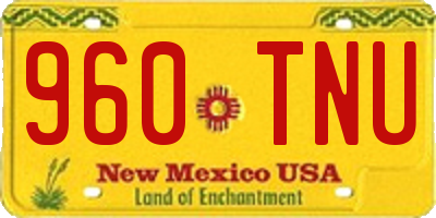 NM license plate 960TNU
