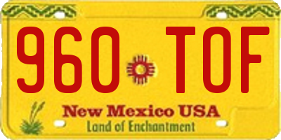 NM license plate 960TOF