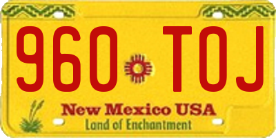 NM license plate 960TOJ