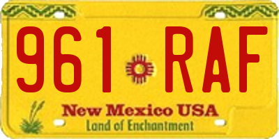 NM license plate 961RAF