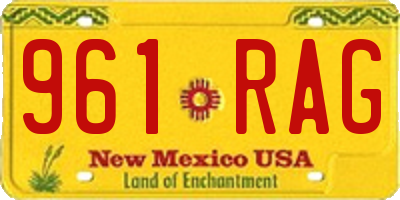 NM license plate 961RAG