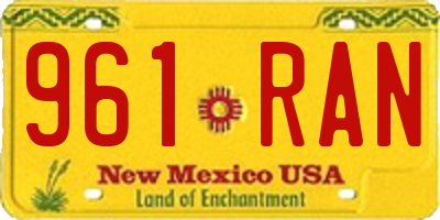 NM license plate 961RAN