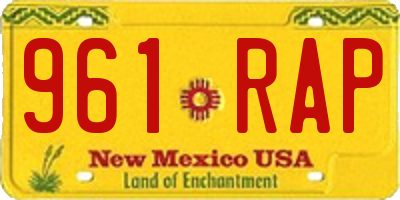 NM license plate 961RAP