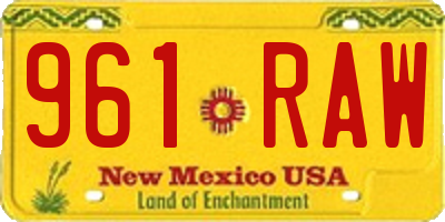 NM license plate 961RAW