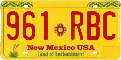 NM license plate 961RBC