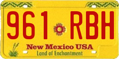 NM license plate 961RBH