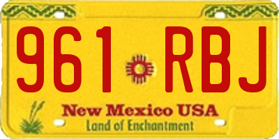 NM license plate 961RBJ