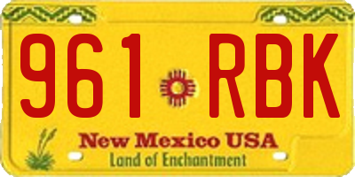 NM license plate 961RBK