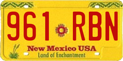 NM license plate 961RBN