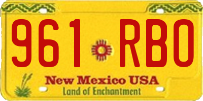 NM license plate 961RBO