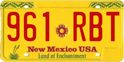 NM license plate 961RBT