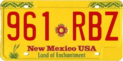 NM license plate 961RBZ