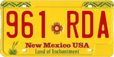 NM license plate 961RDA