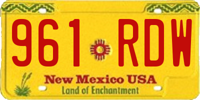 NM license plate 961RDW