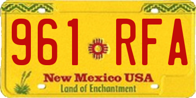 NM license plate 961RFA