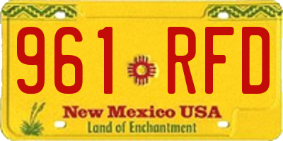NM license plate 961RFD