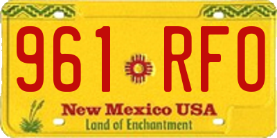 NM license plate 961RFO